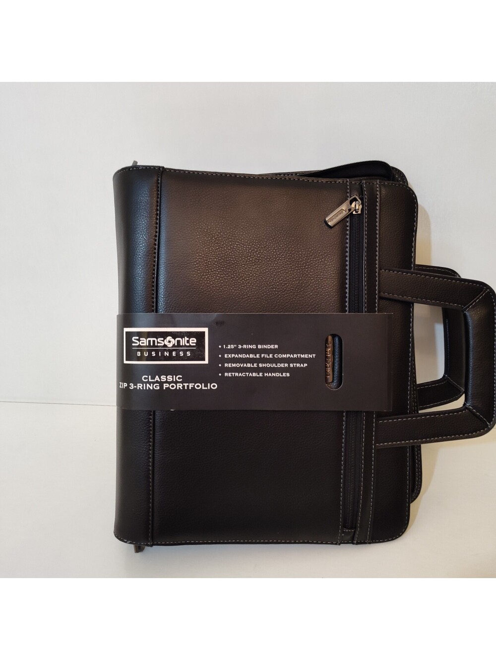 Samsonite Black Leather 3-Ring Portfolio With Strap Model# 961465 - Picture 4 of 12